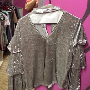crushed velvet silver top